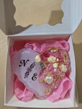 Personalized Epoxy Resin Heart Wedding Favor – Custom Initials Keepsake