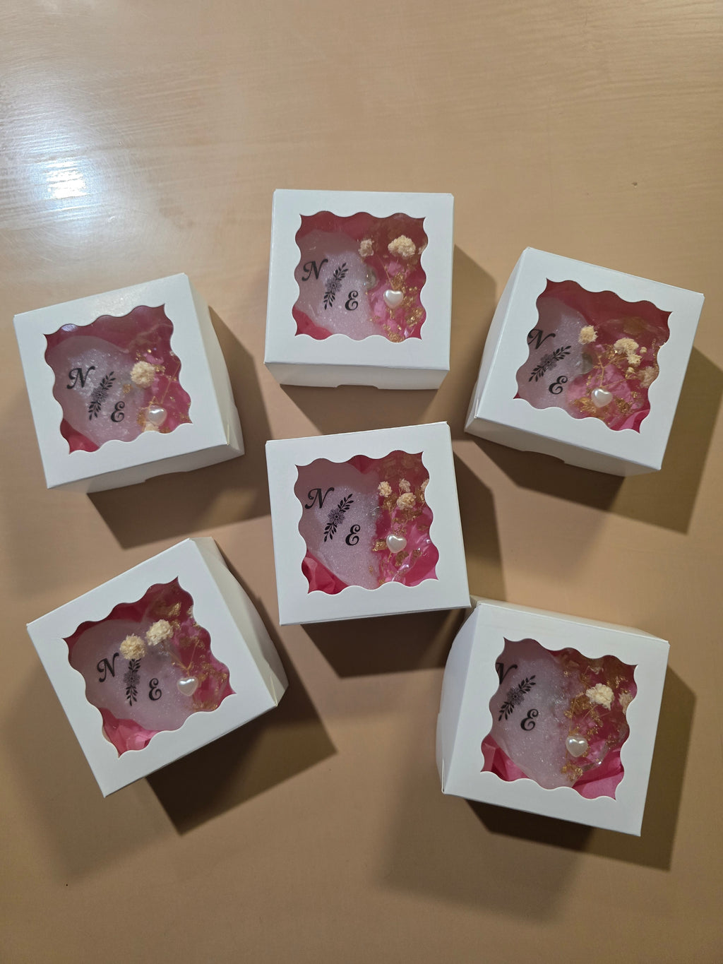 Personalized Epoxy Resin Heart Wedding Favor – Custom Initials Keepsake