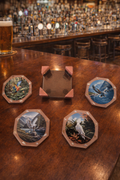 Bird & Nature Epoxy Resin Coaster Set – 4 Coasters with Holder